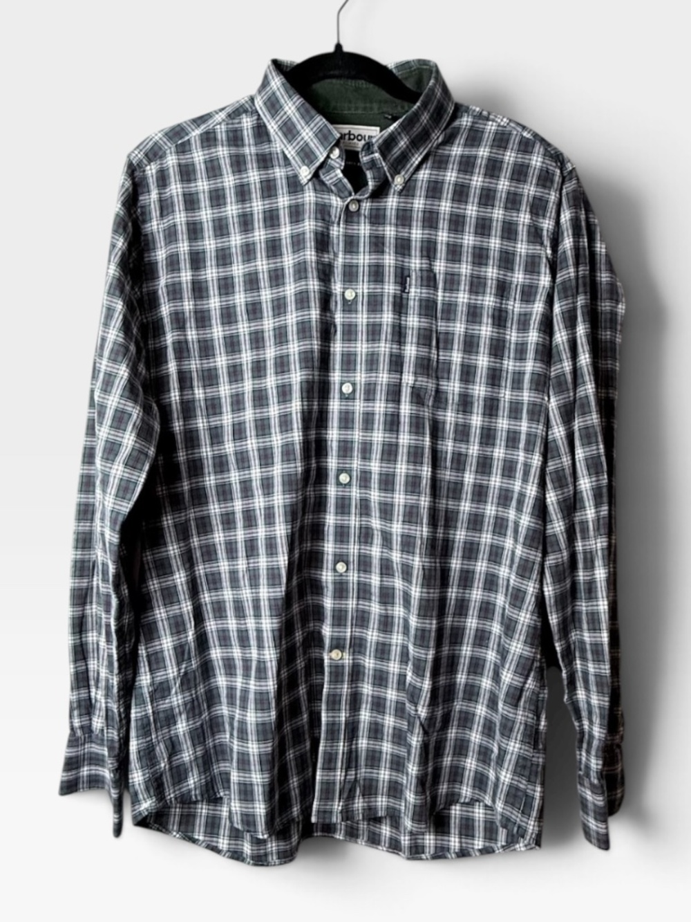 Barbour Tailored Fit Plaid Button Down Men's Size Medium Striped (NOTE FLAW) (T)